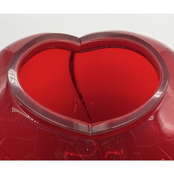 Vintage Salvia Glassworks Ruby Red Heart Shape Vase Hand Blown Czech Republic - Picture 4 of 7